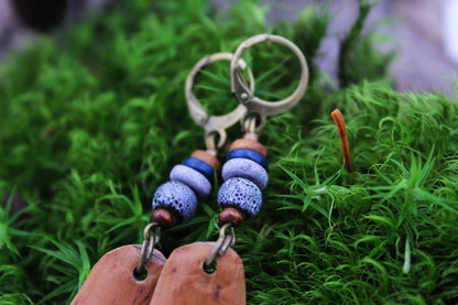 Long Pine Cone Scale Earrings with Lavender Beads – view 3