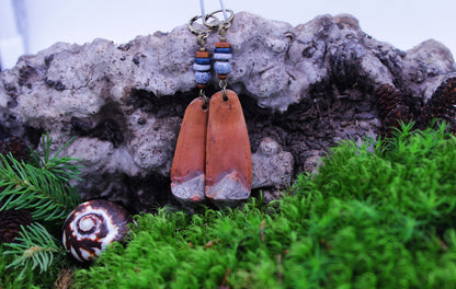 Long Pine Cone Scale Earrings with Lavender Beads – view 4
