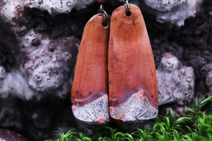 Long Pine Cone Scale Earrings with Lavender Beads – view 5