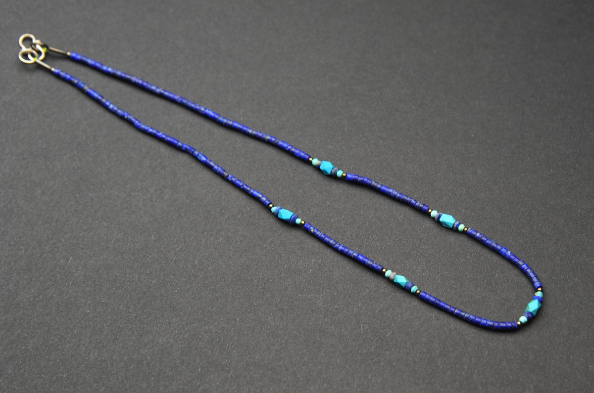 Delicate Lapis Lazuli Necklace with Turquoise – Minimalist Gemstone Jewellery, 6 One-of-a-Kind Pieces