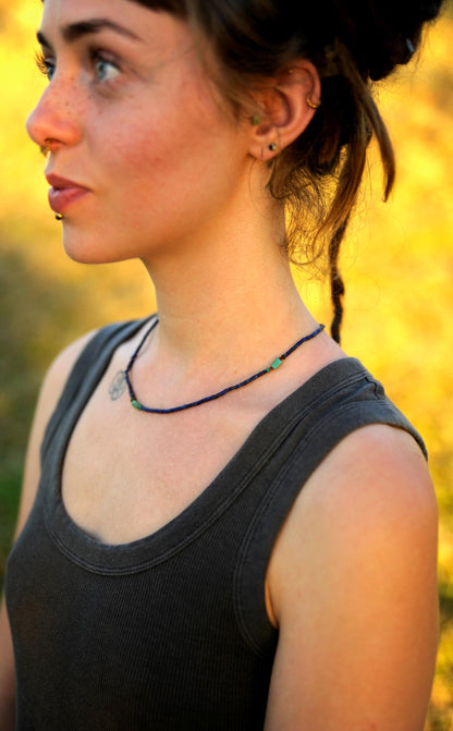 Delicate Lapis Lazuli Necklace with Turquoise – Minimalist Gemstone Jewellery, 6 One-of-a-Kind Pieces – view 10