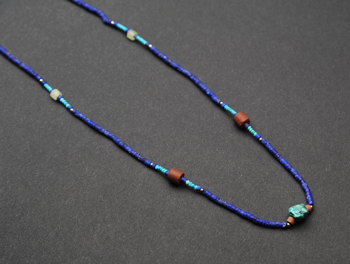 Delicate Lapis Lazuli Necklace with Turquoise – Minimalist Gemstone Jewellery, 6 One-of-a-Kind Pieces – view 3