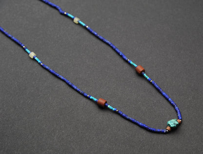 Delicate Lapis Lazuli Necklace with Turquoise – Minimalist Gemstone Jewellery, 6 One-of-a-Kind Pieces – view 3