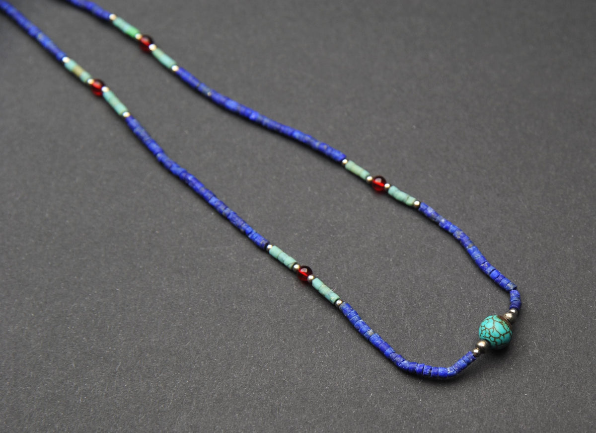 Delicate Lapis Lazuli Necklace with Turquoise – Minimalist Gemstone Jewellery, 6 One-of-a-Kind Pieces – view 5