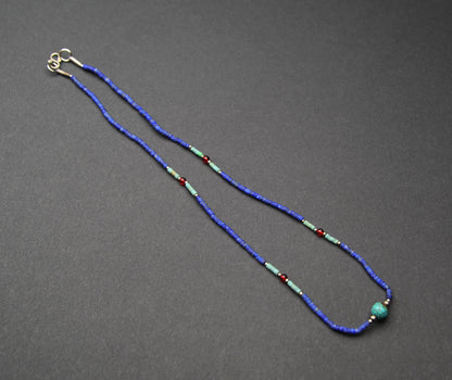 Delicate Lapis Lazuli Necklace with Turquoise – Minimalist Gemstone Jewellery, 6 One-of-a-Kind Pieces – view 6