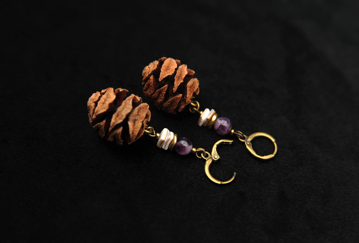 Mammutbaum Ohrringe Amethyst – Detail