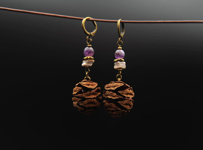 Mammutbaum Ohrringe Amethyst – Detail