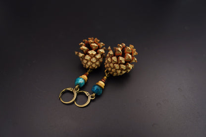 Mini Pine Cone Earrings with Apatite & Ceramic Discs – view 8