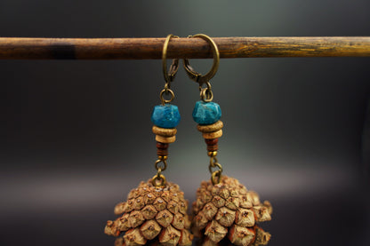 Mini Pine Cone Earrings with Apatite & Ceramic Discs – view 9