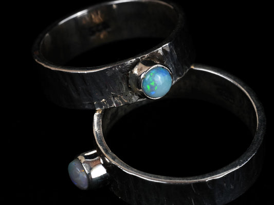 Australian Opal Ring in 925 Silver – Hammered & Handmade – view 2