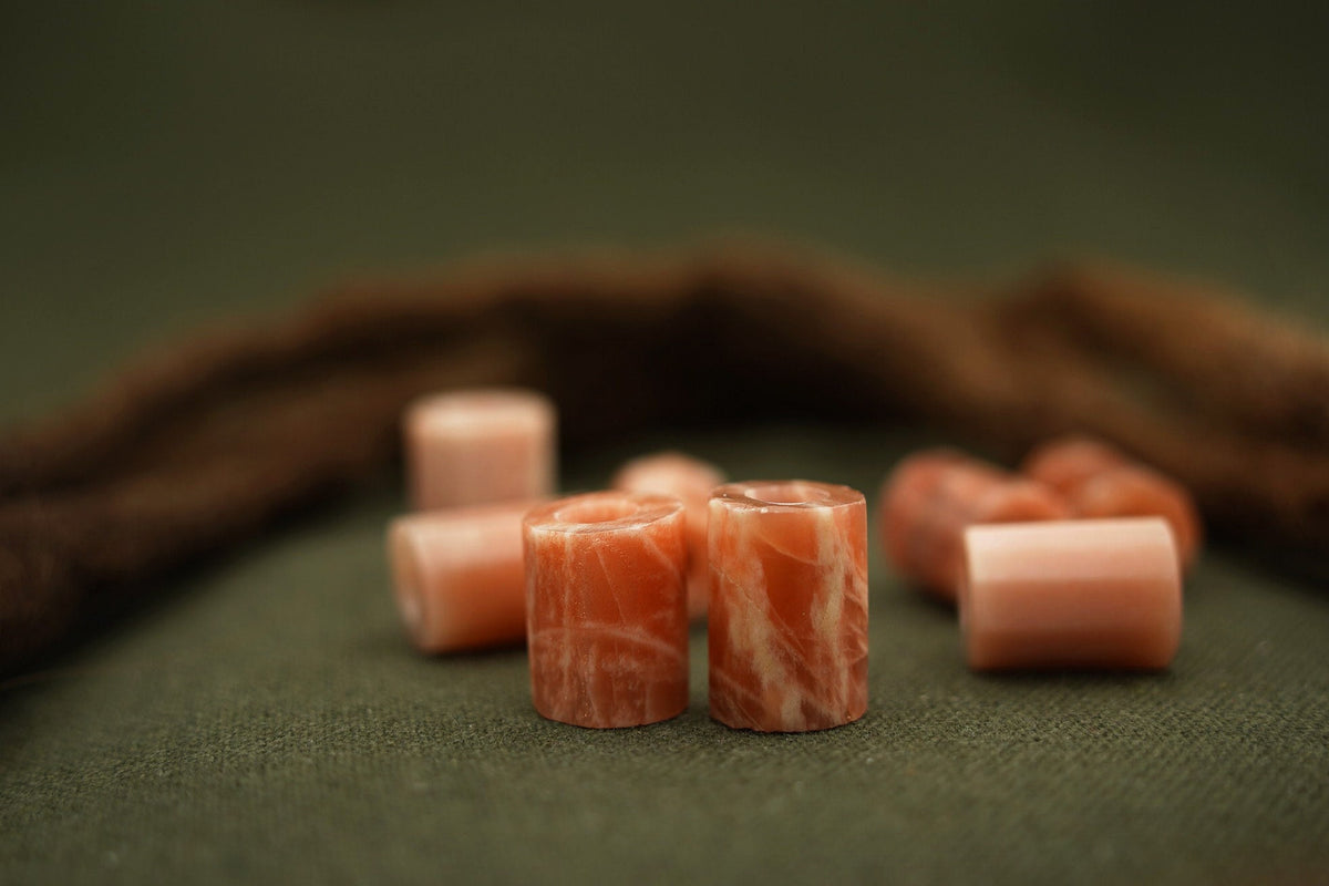 Peach Moonstone Dread Beads – Set of 2, Tube 12–14 mm