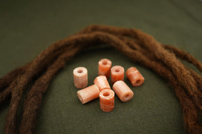 Peach Moonstone Dread Beads – Set of 2, Tube 12–14 mm – view 3