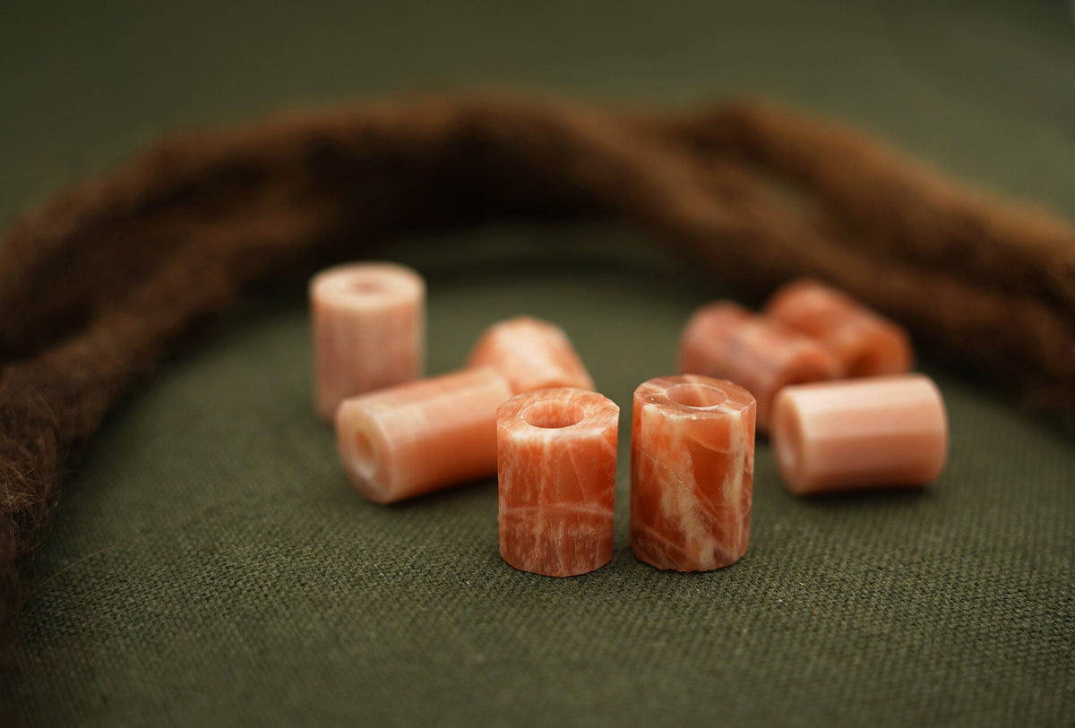 Peach Moonstone Dread Beads – Set of 2, Tube 12–14 mm – view 4