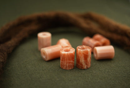 Peach Moonstone Dread Beads – Set of 2, Tube 12–14 mm – view 4