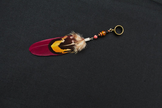 Pink Dreadlock Feather with Pheasant Cover Feather – Dread Feather Pendant