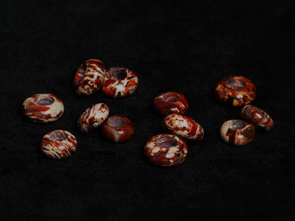 Red Brecciated Jasper Dread Beads – Rondelles, Hole 4–8 mm, Set of 2–6