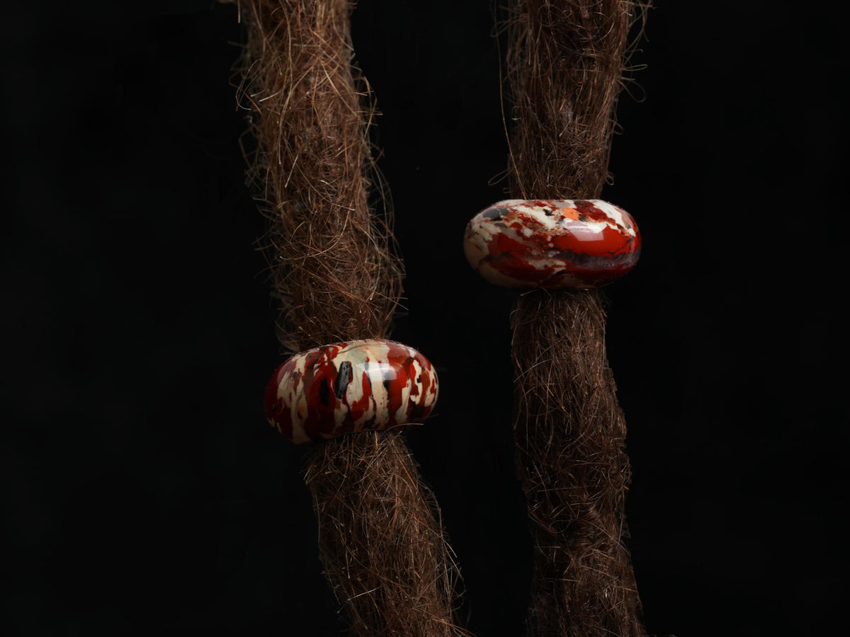 Red Brecciated Jasper Dread Beads – Rondelles, Hole 4–8 mm, Set of 2–6 – view 2