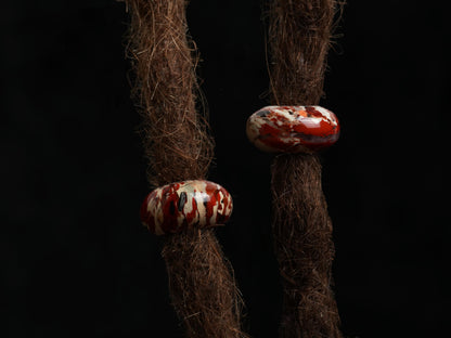 Red Brecciated Jasper Dread Beads – Rondelles, Hole 4–8 mm, Set of 2–6 – view 2