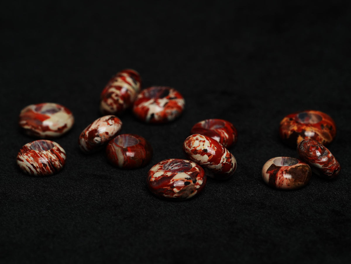 Red Brecciated Jasper Dread Beads – Rondelles, Hole 4–8 mm, Set of 2–6 – view 3