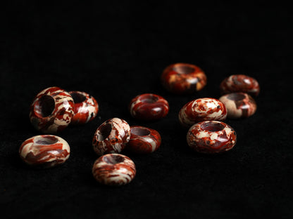 Red Brecciated Jasper Dread Beads – Rondelles, Hole 4–8 mm, Set of 2–6 – view 4