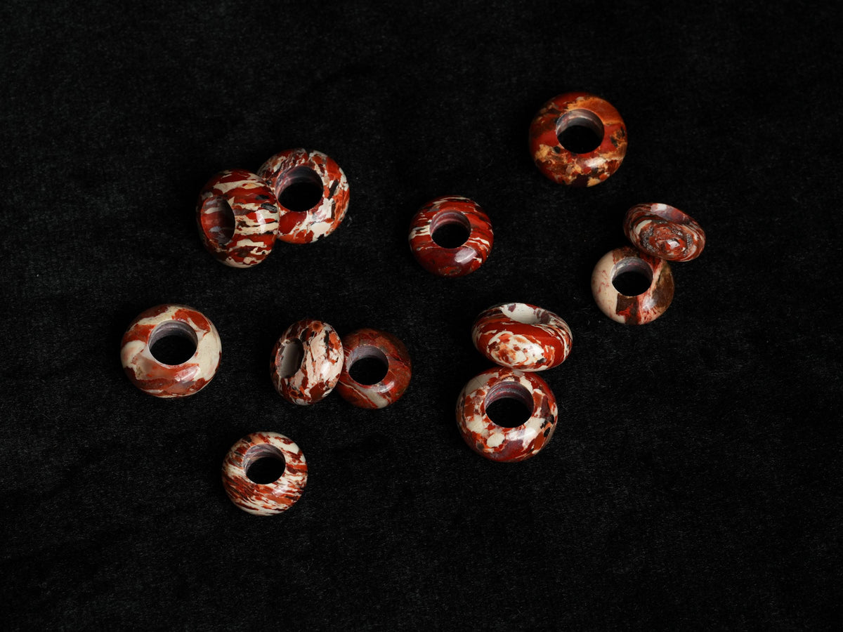 Red Brecciated Jasper Dread Beads – Rondelles, Hole 4–8 mm, Set of 2–6 – view 5