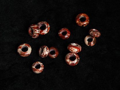 Red Brecciated Jasper Dread Beads – Rondelles, Hole 4–8 mm, Set of 2–6 – view 5