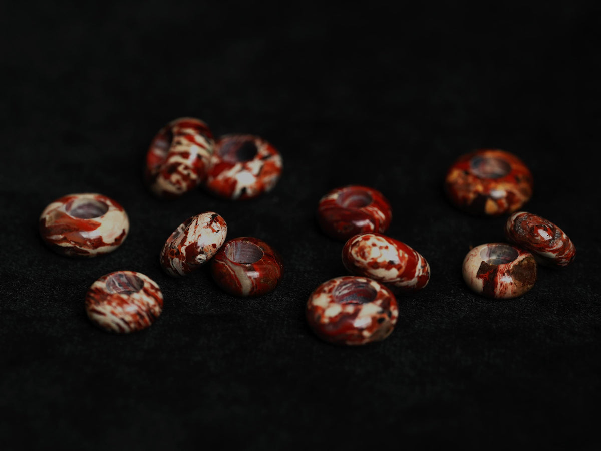 Red Brecciated Jasper Dread Beads – Rondelles, Hole 4–8 mm, Set of 2–6 – view 6