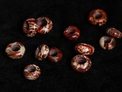 Red Brecciated Jasper Dread Beads – Rondelles, Hole 4–8 mm, Set of 2–6 – view 7