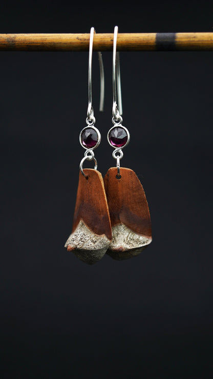 925 Silver Earrings with Pine Cone Scale & Faceted Garnet – view 5