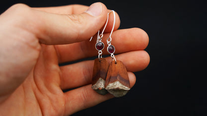 925 Silver Earrings with Pine Cone Scale & Faceted Garnet – view 7