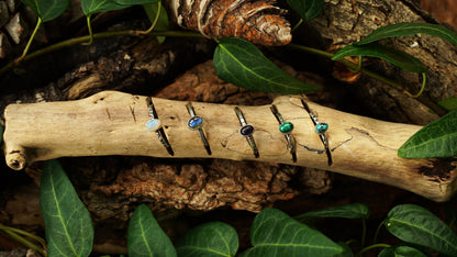 Minimalist 925 Silver Ring with Gemstone – Amethyst, Turquoise, Malachite, Labradorite or Opal – view 9