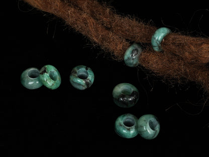 Emerald Dread Beads in Button Shape – Set of 2, Natural Stone – view 4