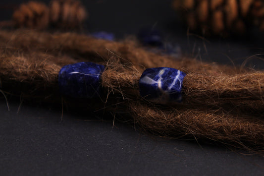 Sodalite Dread Beads – Set of 2, Tube 11 × 16 mm, Royal Blue