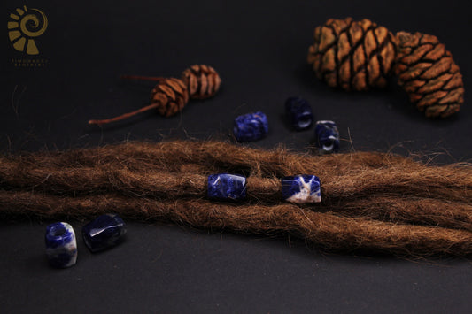 Sodalite Dread Beads – Set of 2, Tube 11 × 16 mm, Royal Blue – view 2