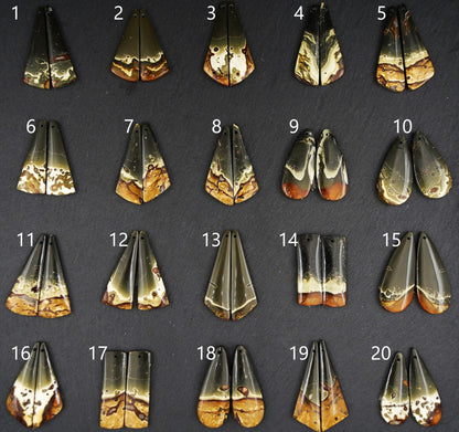 Symmetrical Polychrome Jasper Earrings – Selection II, Mirrored Stone Pairs