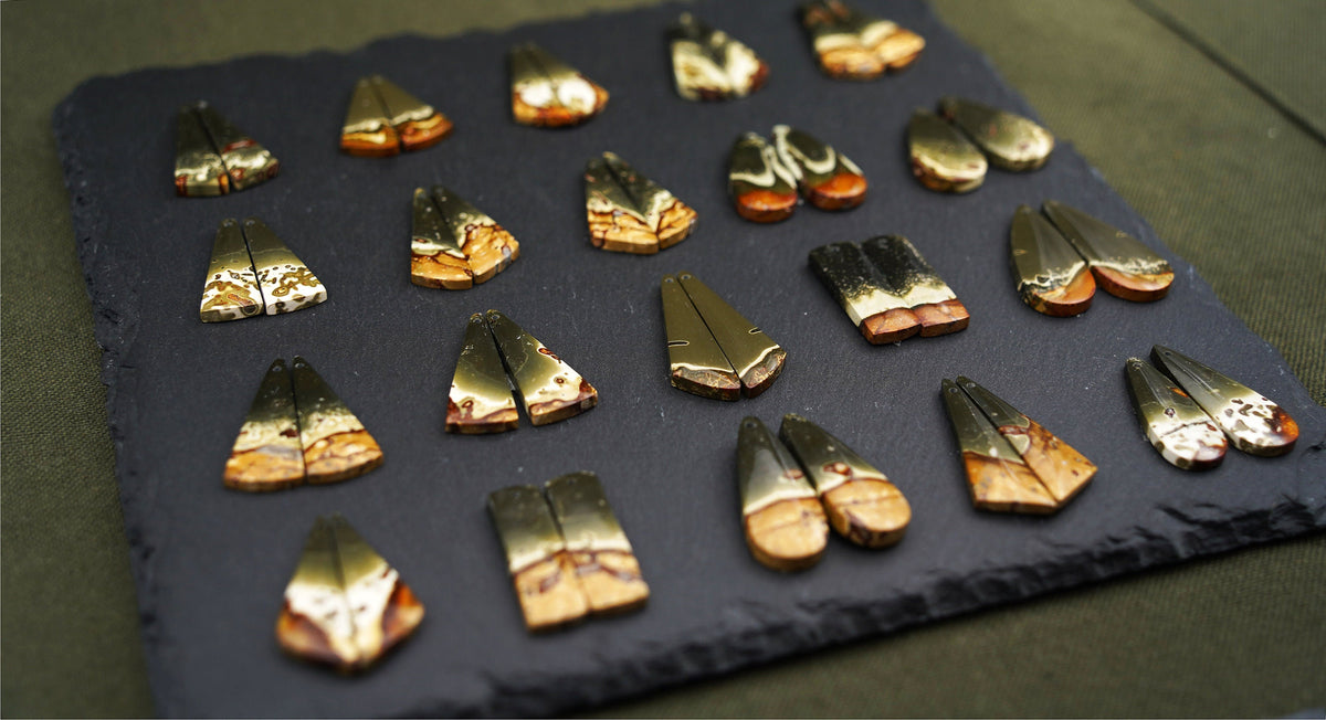 Symmetrical Polychrome Jasper Earrings – Selection II, Mirrored Stone Pairs – view 3