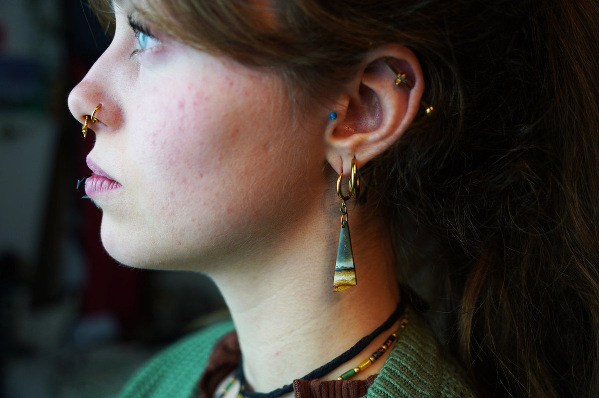 Symmetrical Polychrome Jasper Earrings – Selection IV, Mirrored Stone Pairs – view 5