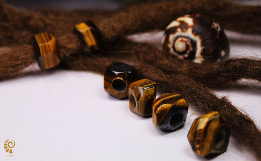 Tigerauge Dreadlockperlen facettiert – Detail