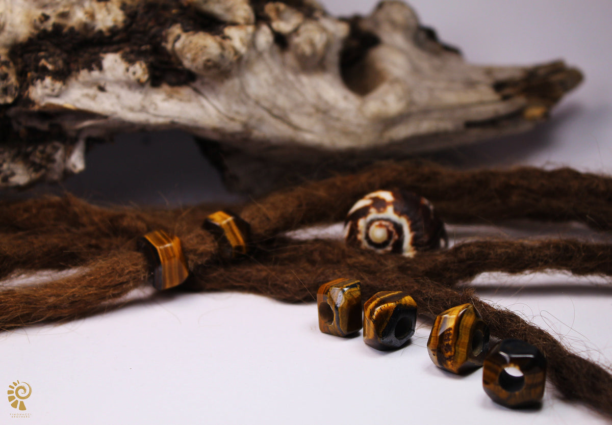 Tigerauge Dreadlockperlen facettiert – Detail