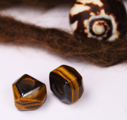 Tigerauge Dreadlockperlen facettiert – Detail