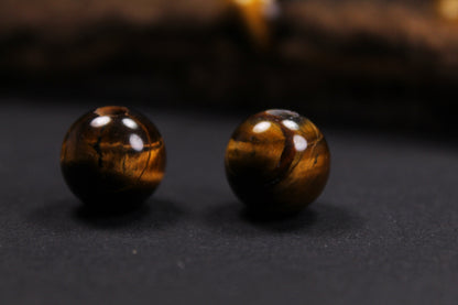 Round Tiger's Eye Dread Beads – Set of 2, Ø 14 mm, Hole 4–7 mm – view 3