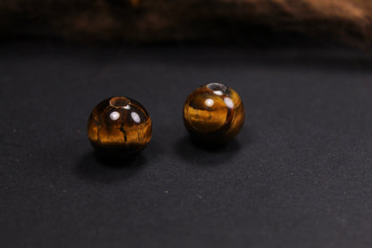 Round Tiger's Eye Dread Beads – Set of 2, Ø 14 mm, Hole 4–7 mm – view 4