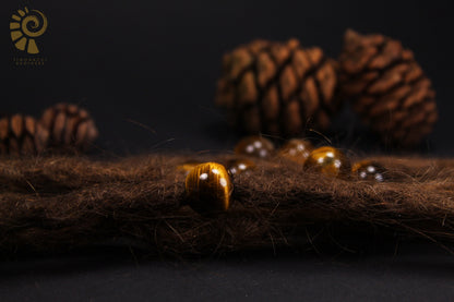 Round Tiger's Eye Dread Beads – Set of 2, Ø 14 mm, Hole 4–7 mm – view 5
