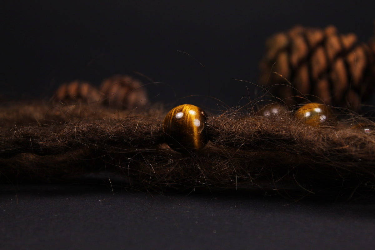 Round Tiger's Eye Dread Beads – Set of 2, Ø 14 mm, Hole 4–7 mm – view 6