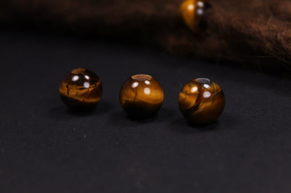 Round Tiger's Eye Dread Beads – Set of 2, Ø 14 mm, Hole 4–7 mm – view 8