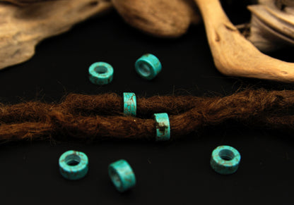 Turquoise-Coloured Dread Beads – Flat Rings 12 × 6 mm, Set of 2 – view 8
