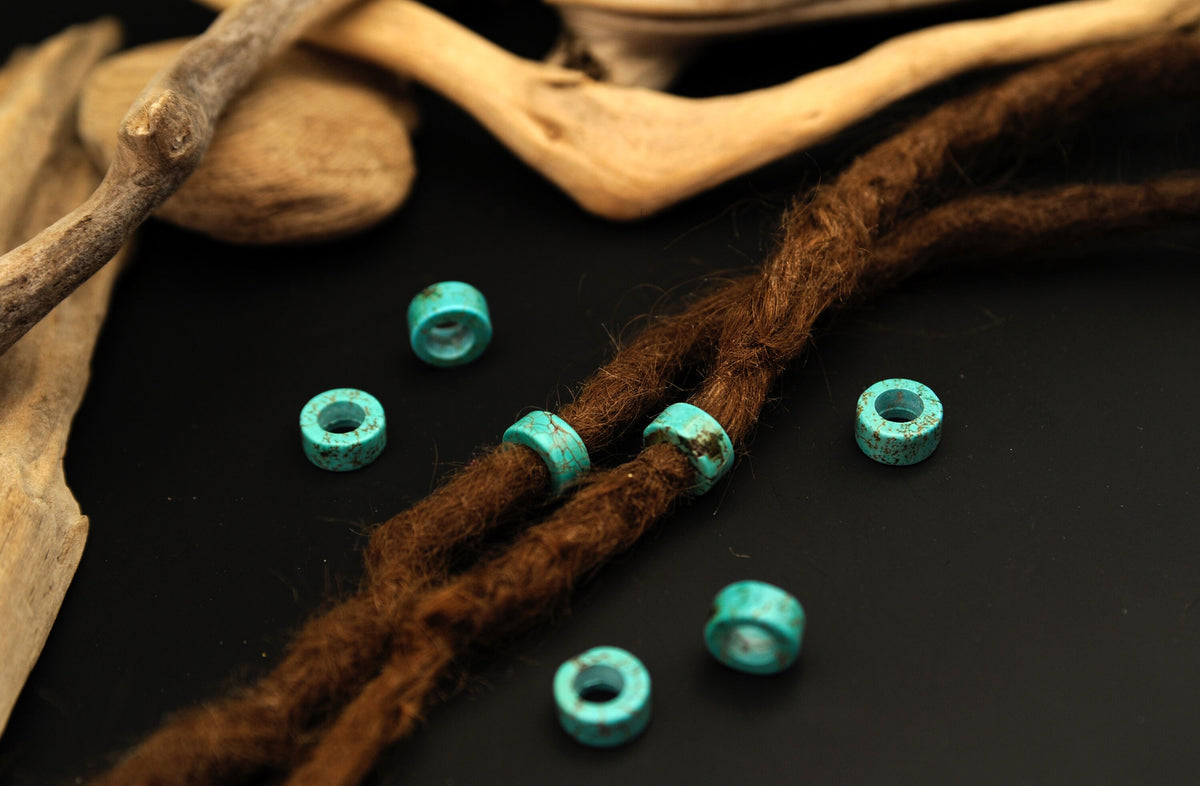 Turquoise-Coloured Dread Beads – Flat Rings 12 × 6 mm, Set of 2 – view 9