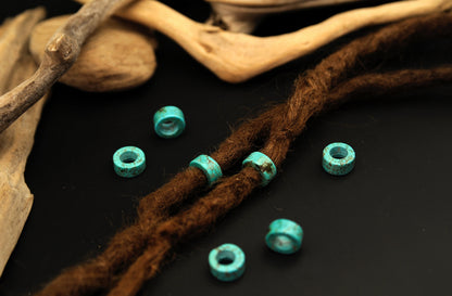 Turquoise-Coloured Dread Beads – Flat Rings 12 × 6 mm, Set of 2 – view 9
