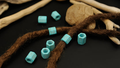 Hexagonal Turquoise-Coloured Dread Beads – Set of 2, 15 × 12 mm