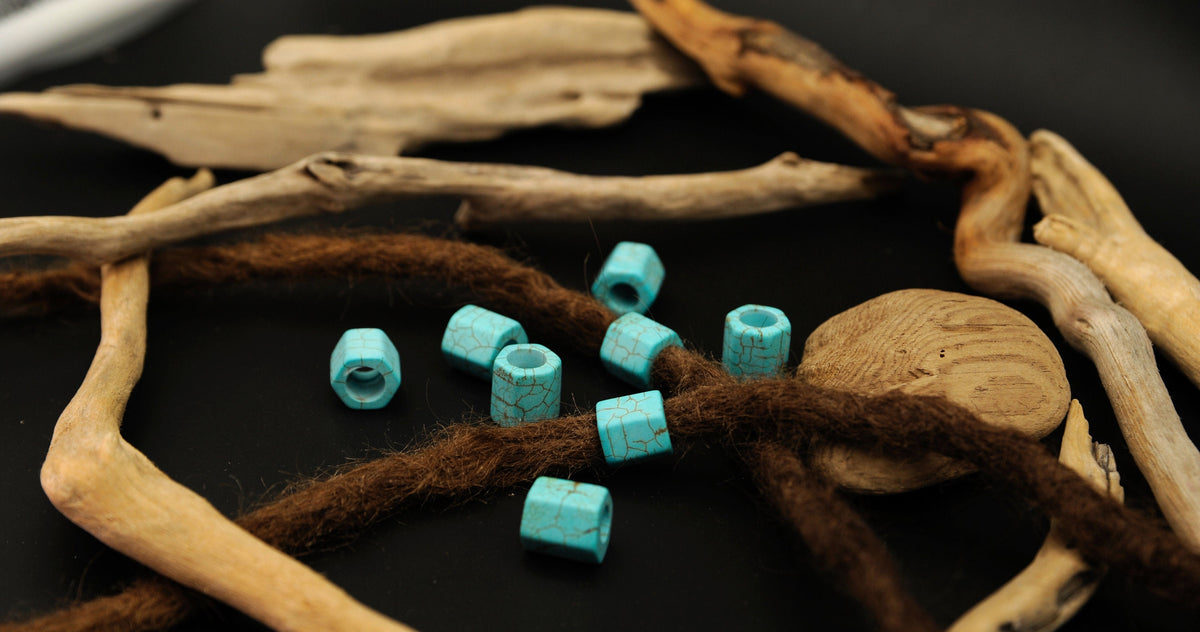 Hexagonal Turquoise-Coloured Dread Beads – Set of 2, 15 × 12 mm – view 5